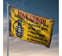 Drapeaux étranges prière : The Best Way To Meet God - Un panneau d'avertissement amusant pour décoration extérieure pour cour (60 x 90 cm)