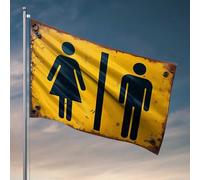 Drapeaux étranges symboles de genre sur signalisation rustique, décoration de porche d'automne, règles de grotte (60 x 90 cm)
