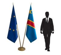 Drapeaux Europe et Congo avec mâts et pied. Code CN8-EU-CO-L