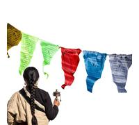 Drapeaux Fanions | 6 m Déco Traditionnelle pour Manifestations Culturelles - 25 Pièces Guirlande de Drapeaux Tibétains,pour Jardin Terrasse Cour Extérieur Réunion Entre Amis