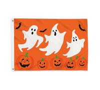 Drapeaux fantômes pour extérieur, citrouilles festives d'Halloween, chauve-souris, drapeaux décoratifs pour extérieur, panneaux avec œillets décoratifs pour porche, balcon, terrasse, patio - 0,9 x 1,5