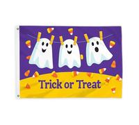 Drapeaux fantômes pour extérieur, pince à linge ludique en forme de maïs sucré, drapeaux d'Halloween violets avec bannière en corde, décoration d'extérieur résistante à la décoloration pour terrasse