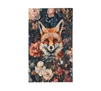 Drapeaux Fox and Florals Maximalism Yard House - 0,9 x 1,5 m - Bannière de vœux avec œillets - Décoration d'intérieur ou d'extérieur