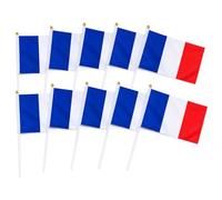 Drapeaux Français à Main, 14x21 cm, Tricolore Bleu Blanc Rouge, Fanion National de Supporter, Accessoires Fan équipe de France Football, Rugby, Handball - Lot de 10
