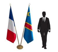 Drapeaux France et Congo avec mâts et pied. Code CN8-FR-CO-L