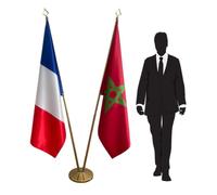 Drapeaux France et Maroc avec mâts et pied. Code CN8-FR-MA-L