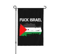 Drapeaux « Fuck Israel Free Palestine Save Gaza » 30 x 45 cm (12 x 18 pouces) Bannière double face Panneau de jardin Pas de mât