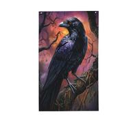 Drapeaux gothiques noirs corbeaux de 91 x 152 cm avec œillets pour décoration d'intérieur ou d'extérieur