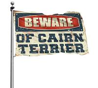 Drapeaux graphiques pour chambre avec inscription « Beware of Cairn Terrier » - Décoration hippie (30 x 45 cm)