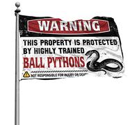 Drapeaux graphiques pour chambre Avertissement This Property Is Protected By A High-Trained Ball Pythons Drapeau Man Cave Drapeaux Hippie Decor (60 x 90 cm)