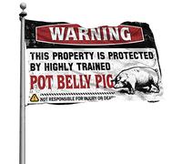 Drapeaux graphiques pour chambre Avertissement This Property Is Protected By A Highly Trained Pot Belly Cochon Drapeau Man Cave Drapeaux Hippie Decor (60 x 90 cm)
