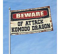 Drapeaux graphiques pour chambre « Beware of Attack » - Drapeau dragon Komodo pour garçons et filles (60 x 90 cm)
