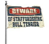 Drapeaux graphiques pour chambre « Beware of Staffordshire Bull Terrier » pour garçons et filles (152 x 244 cm)