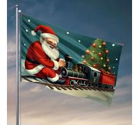 Drapeaux graphiques pour chambre Le Père Noël tire un train de Noël. Drapeau Décorations de porche Accessoires de chambre extérieure pour homme (30 x 45 cm)