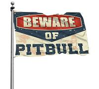 Drapeaux graphiques pour chambre, méfiez-vous des pitbulls, drapeaux pour garçons et filles (60 x 90 cm)