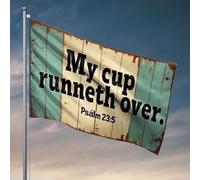 Drapeaux graphiques pour chambre My Cup Runneth Over. - Drapeau du psaume 23:5 pour décoration de grotte pour hommes (152 x 244 cm)