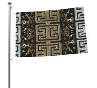 Drapeaux grecs grunge à pois or et argent, 90 x 60 cm, avec œillets, mâts de drapeau de jardin personnalisés