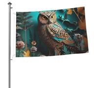 Drapeaux hiboux pour extérieur 61 x 91 cm, drapeau de jardin saisonnier double face avec œillets, drapeau d'extérieur pour décoration de maison, toile de fond pour photo