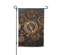 Drapeaux Horloge à engrenages Steampunk Décoratifs Suspendus Fanion avec œillets Drapeau pour Fête Jardin 30x45cm