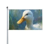 Drapeaux impressionnistes de maison de jardin en forme de canard blanc, 0,9 x 1,5 m, bannière de vœux avec œillets, décoration d'intérieur et d'extérieur