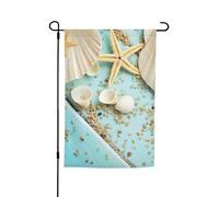 Drapeaux imprimés bleus pour jardin, océan, mer, plage, coquillages, étoiles de mer, 30,5 x 45,7 cm, double face, décoration saisonnière pour la maison, l'extérieur, les vacances, toutes les saisons