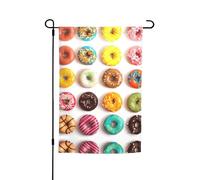 Drapeaux imprimés de beignets pour jardin, différentes saveurs de beignets, 30,5 x 45,7 cm double face, décoration saisonnière pour la maison, l'extérieur, les vacances, toutes les saisons