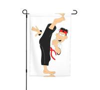 Drapeaux imprimés de karaté de jardin de dessin animé 30,5 x 45,7 cm double face, décoration saisonnière pour la maison et l'extérieur, décoration de vacances toutes saisons