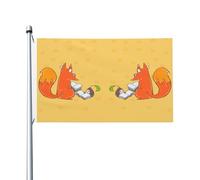 Drapeaux imprimés double face avec graines de tournesol et renards - Drapeaux décoratifs d'intérieur et d'extérieur avec œillets pour jardin et terrasse.