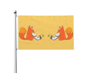 Drapeaux imprimés double face avec graines de tournesol et renards - Drapeaux décoratifs d'intérieur et d'extérieur avec œillets pour jardin et terrasse.