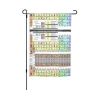 Drapeaux imprimés du tableau périodique des éléments de jardin 30,5 x 45,7 cm double face, décoration saisonnière pour la maison, l'extérieur, les vacances, toutes les saisons