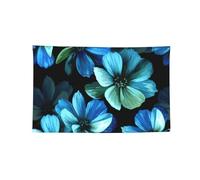 Drapeaux imprimés fleurs bleues avec 4 trous durables Bannières d'extérieur Tapisserie murale Décorations de fête pour enfants