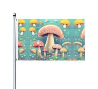 Drapeaux imprimés jolis petits champignons de 0,9 x 1,5 m - Bannières résistantes à la décoloration pour intérieur/extérieur, avec œillets métalliques, pour décoration de maison et de vacances