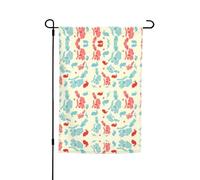 Drapeaux imprimés lapin magicien de jardin 30,5 x 45,7 cm double face, décoration saisonnière pour la maison et l'extérieur, décoration de vacances toutes saisons