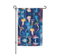 Drapeaux imprimés méduses colorées de jardin, 30,5 x 45,7 cm, double face, décoration saisonnière pour la maison, l'extérieur, les vacances, toutes les saisons