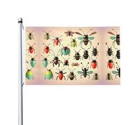 Drapeaux imprimés petits insectes de dessin animé de 0,9 x 1,5 m - Bannières résistantes à la décoloration pour intérieur/extérieur, avec œillets métalliques, pour décoration de maison et de vacances