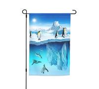 Drapeaux imprimés pingouins de jardin sur l'iceberg 30,5 x 45,7 cm double face, décoration saisonnière pour la maison, l'extérieur, les vacances, toutes les saisons