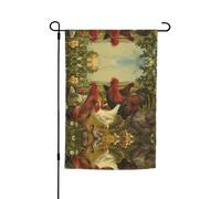 Drapeaux imprimés poules et ferme de jardin 30,5 x 45,7 cm double face, décoration saisonnière pour la maison, l'extérieur, les vacances, toutes les saisons