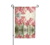 Drapeaux imprimés tulipes roses de jardin 30,5 x 45,7 cm double face, décoration saisonnière pour la maison, l'extérieur, les vacances, toutes les saisons