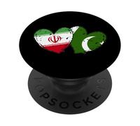 Drapeaux Iran Pakistan Cœur Culture iranienne Pakistanaise PopSockets PopGrip Adhésif