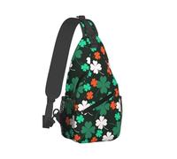 Drapeaux Irlandais Et Trèfles À Quatre Feuilles pour La Saint-Patrick Unisexe Sacoche Bandouliere avec Poches Multiples Crossbody Bag Petit Sling Bag pour Sport Excursion Randonnée