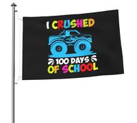 Drapeaux « J'ai écrasé 100 jours d'école » pour l'extérieur, bannière robuste double face de 2 x 3 pieds, pour la maison, la cour, le festival, la décoration extérieure du jardin, drapeau de bienvenue