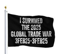 Drapeaux J'Ai Survécu À La Guerre Commerciale De 2025 3 Février 2025 Drapeau Corsaire Personnalisée,Personnalisé Bruant Pour Décorations Fête Extérieur 90X150Cm