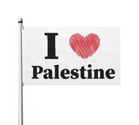 Drapeaux « J'aime la Palestine » pour l'extérieur, 90 x 150 cm, double face, en polyester robuste, pour la maison, la cour, le festival, la décoration de jardin extérieur, les drapeaux de bienvenue