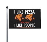 Drapeaux « J'aime la pizza plus que j'aime les gens » pour l'extérieur, drapeau en polyester robuste double face de 90 x 150 cm pour la décoration de jardin extérieur, de festival ou de maison, drapea