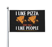 Drapeaux « J'aime la pizza plus que j'aime les gens » pour l'extérieur, drapeau en polyester robuste double face de 90 x 150 cm pour la décoration de jardin extérieur, de festival ou de maison, drapea
