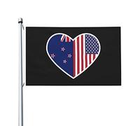 Drapeaux « J'aime l'Amérique et la Nouvelle-Zélande » pour l'extérieur, 90 x 150 cm, double face, en polyester robuste, pour la maison, la cour, le festival, la décoration de jardin extérieur, les dra