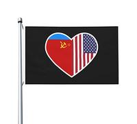 Drapeaux « J'aime l'Amérique et la République socialiste fédérative soviétique de Russie » pour l'extérieur, drapeau en polyester robuste double face de 90 x 150 cm pour la décoration de la maison, de