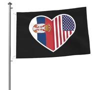 Drapeaux « J'aime l'Amérique et la Serbie » pour l'extérieur, bannière robuste double face de 2 x 3 pieds, pour la maison, la cour, le festival, la décoration de jardin extérieur, drapeau de bienvenue