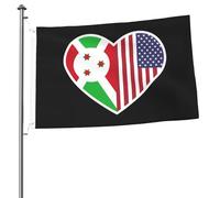 Drapeaux « J'aime l'Amérique et le Burundi » pour l'extérieur, bannière robuste double face de 2 x 3 pieds, pour la décoration de jardin extérieur, de festival, de maison, de cour, drapeau de bienvenu