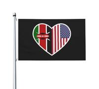 Drapeaux « J'aime l'Amérique et le Kenya » pour l'extérieur, drapeau double face en polyester robuste de 90 x 150 m pour la décoration de la maison, de la cour, du festival, du jardin extérieur, drape